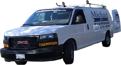 Our white Michael Jr. Plumbing van.